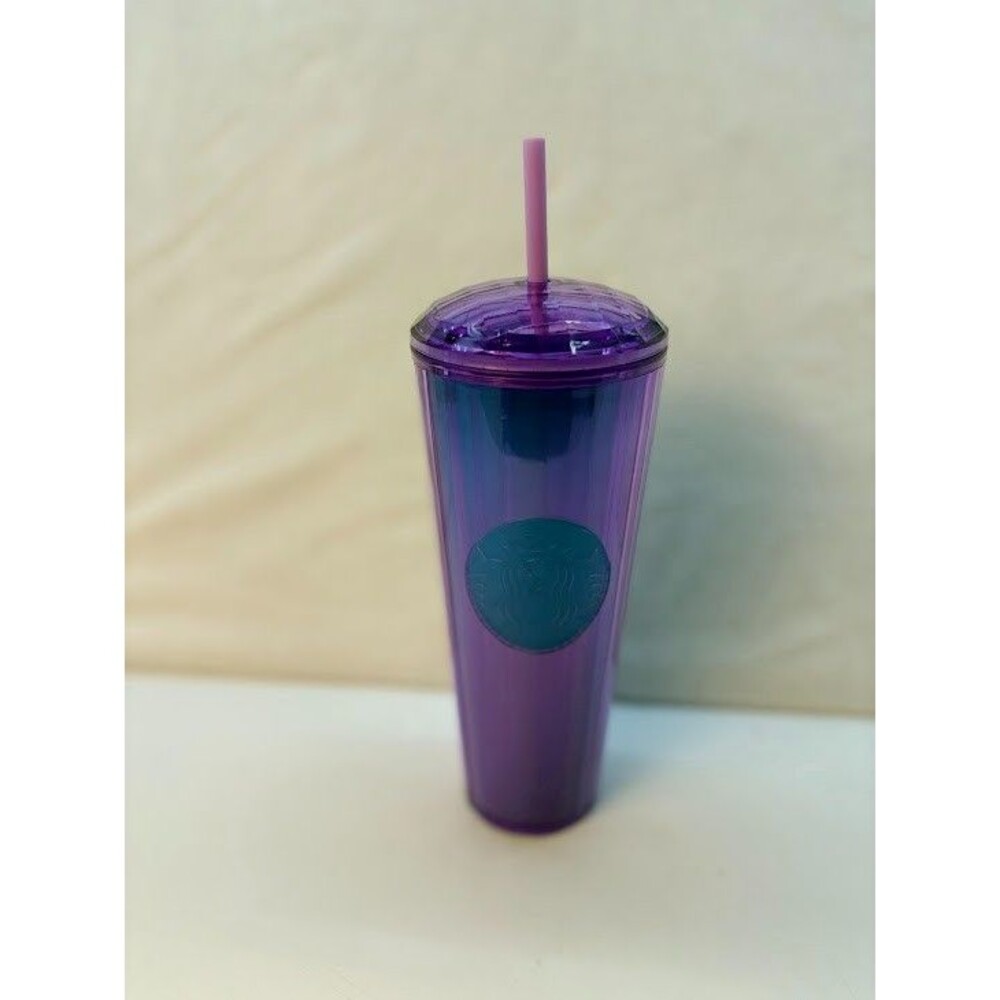2022 Starbucks Venti 24oz Cold Cup Purple Tumbler Dome Lid Wisteria Kaleidoscope